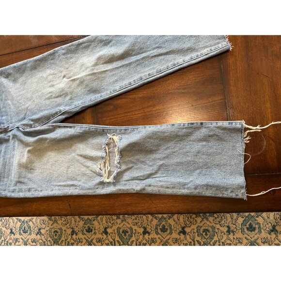 Blank NYC Baxter Ribcage Straight Leg Distressed Jeans Ripped Baggy Raw Hem Butt - Picture 12 of 16